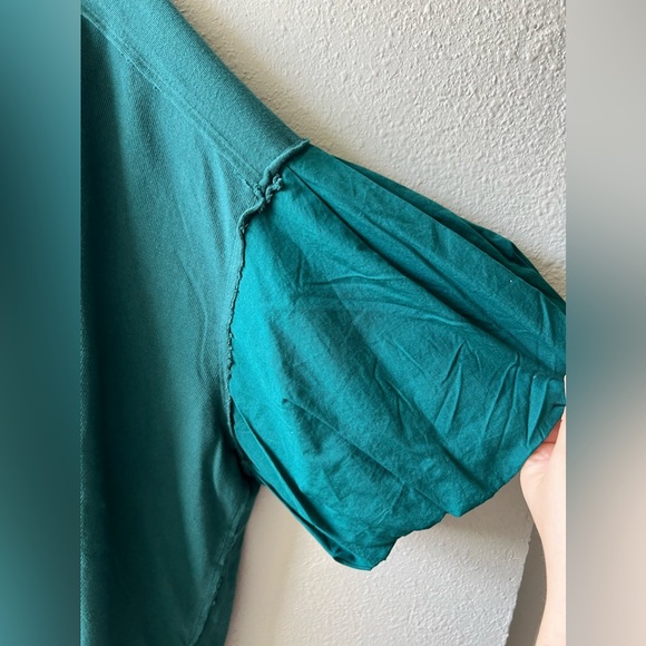 Green bubble sleeve free people top size L NWT $68 - Picture 6 of 7